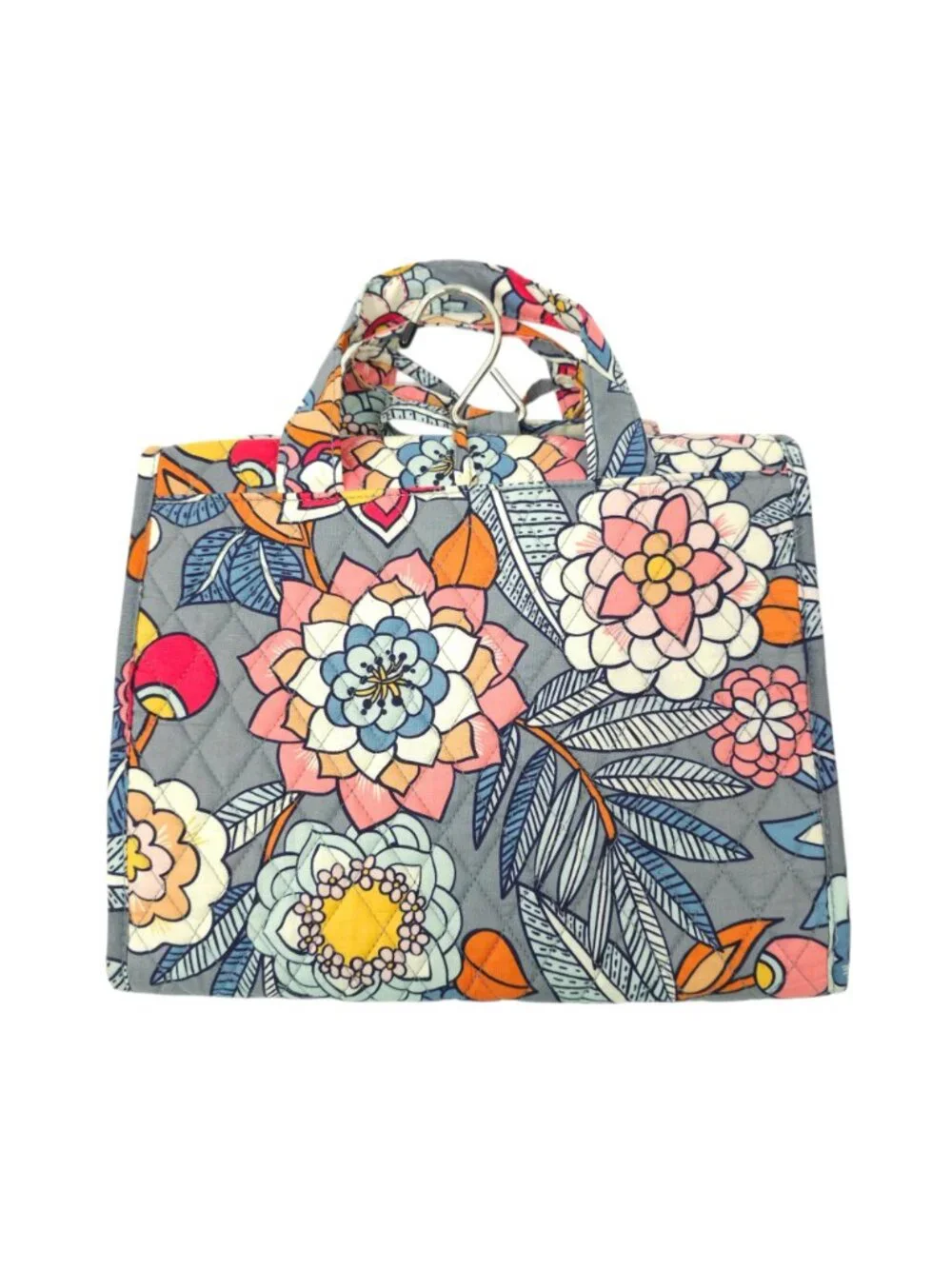 Vera Bradley Hanging Organizer Cosmetic Makeup Travel Bag Tropical Evening Gray - Picture 2 of 15